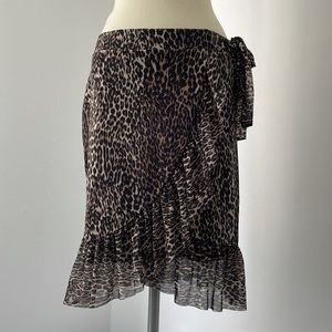 PIECES Leopard Faux Wrap Mini skirt Sz S